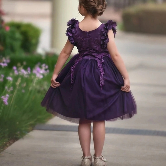 Just Couture Girls Petal Sleeve Dress - Picture 9 of 9